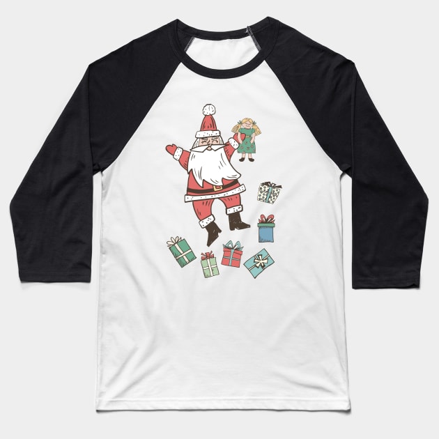 Christmas Gift Santa Baseball T-Shirt by SWON Design